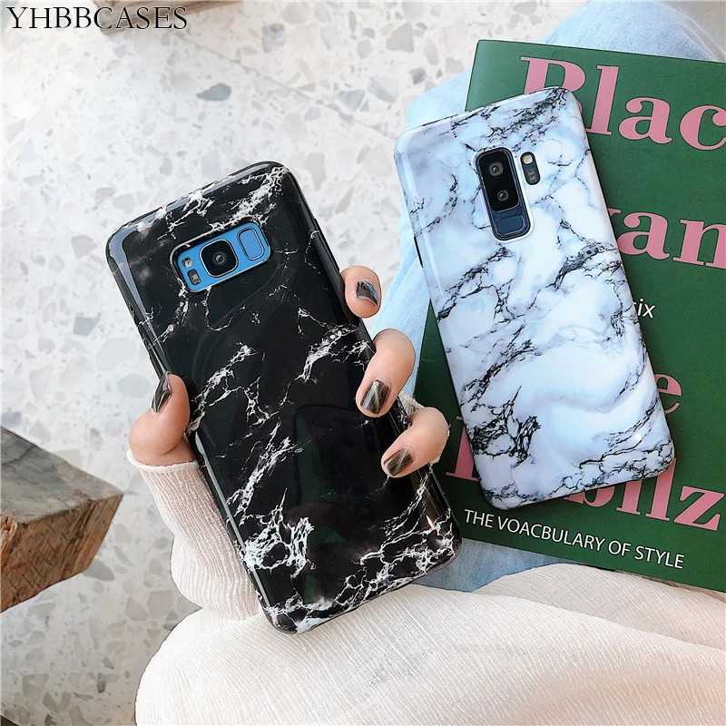 YHBBCASES парные чехлы для телефонов Samsung Galaxy S8 S9 S10 Plus черный белый мраморный