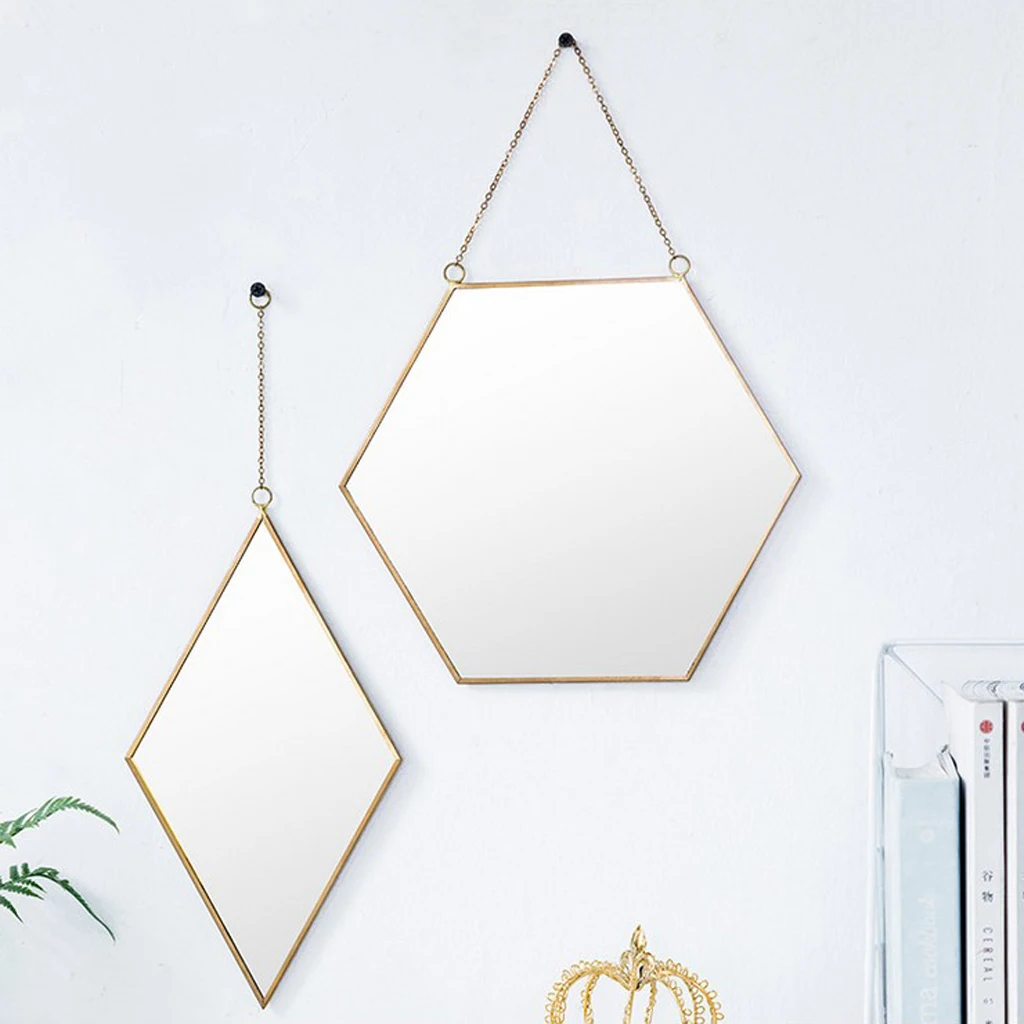 MagiDeal ANTIQUE BEADED WALL MIRROR DRESSING BATHROOM DRESS UP HANGING 2Pcs | Дом и сад