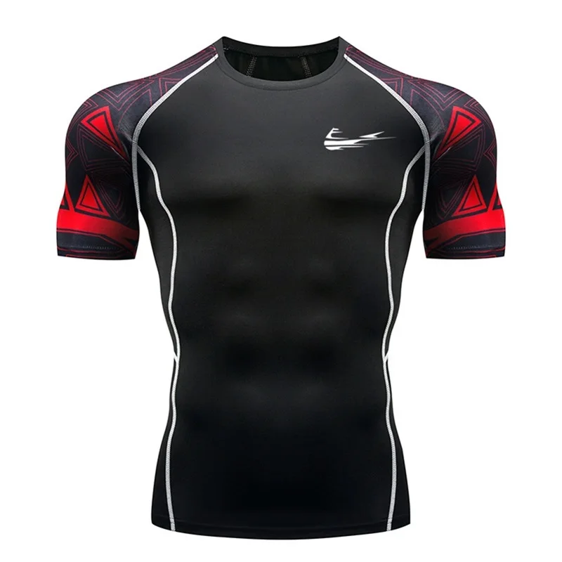 

New Men Running T-shirts Quick Dry Tight Fitness Run T shirts Men Brand Short Sleeve Gym Sport compression Shirt Mens Sportswear