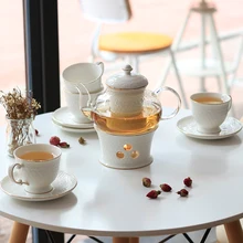 Новое поступление день Чай комплект с свечи Отопление База Творческий термостойкие костяного фарфора Стекло Цветочный чай комплект