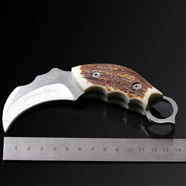Resin Micarta Handle Outdoor scorpion claw knife 59 60HRC high hardness