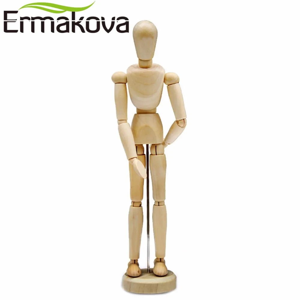 ERMAKOVA 12 Inches Tall Wooden Human Mannequin Movable Limbs Human