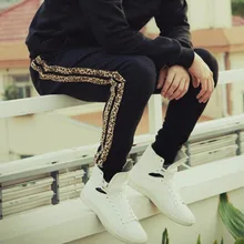 27-44 Мужская одежда модная певица Повседневная DJ индивидуальность Леопардовый принт брюки плюс размер костюмы