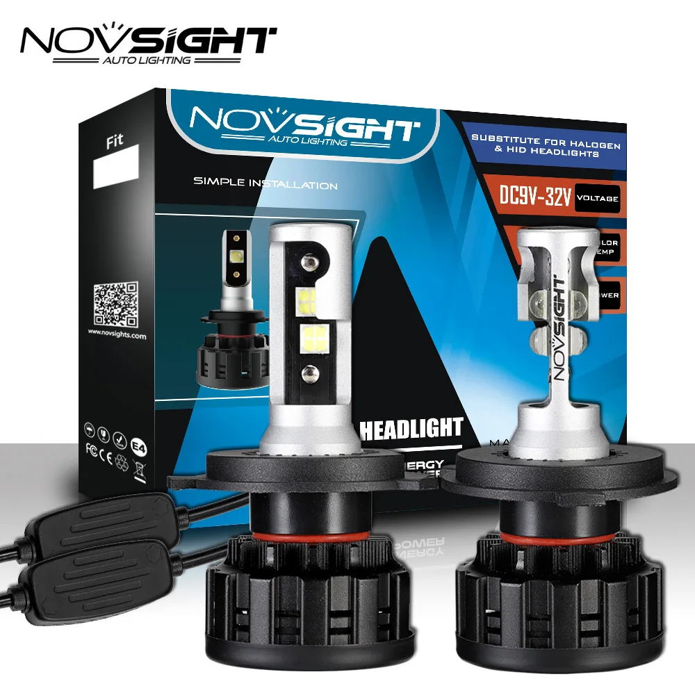 NOVSIGHT 2 шт. 60 Вт 18000LM H4 H7 H11 H8 HB4 H1 H3 HB3 9005 9006 9007 H13 Автомобильный светодиодный фары для 6500 к холодный белый автомобильные лампы