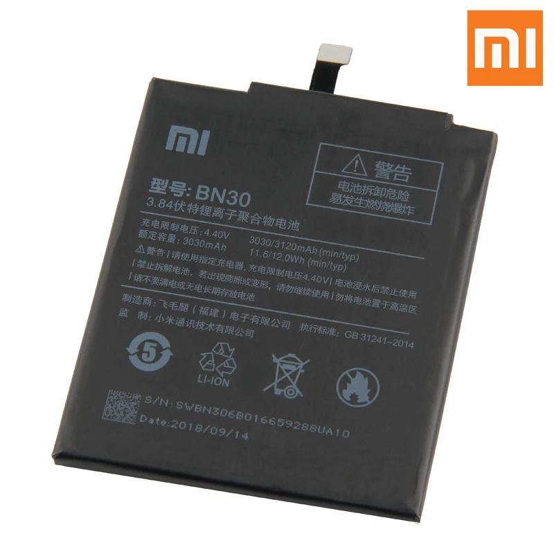 Аккумулятор Xiao mi BN30 для Xiao mi redmi Hong mi 4A Redrice 4A BN30 подлинный Сменный аккумулятор для телефона 3120 мАч+ Бесплатные инструменты