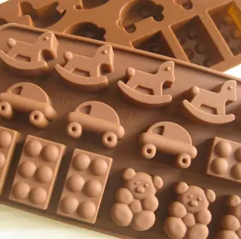 

Free Shipping 60pcs/lot Cartoon bear horse car shape Muffin case Candy Jelly Ice cake Silicone Mould Mold Baking Pan Tray SN1629