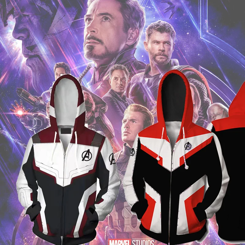 

Avengers Endgame Cosplay Quantum Realm Costumes Sweatshirt Hoodie Jacket Captain Marvel Tech Hooded Superhero America Zipper