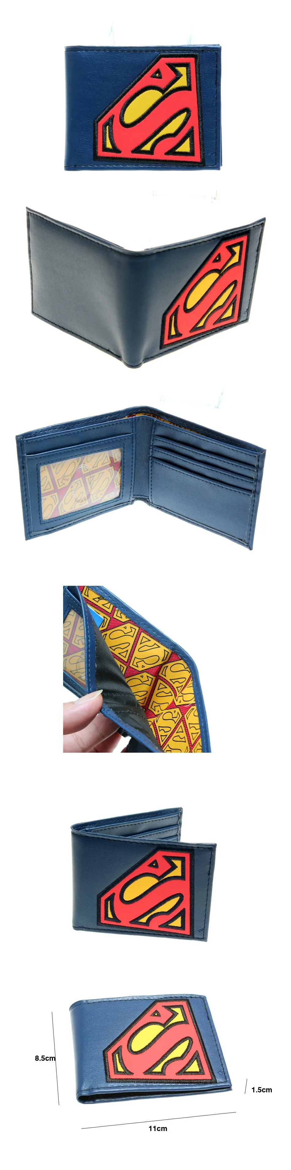 Супермен мультфильм кошелек молодых студентов бумажник кошелек личности синий Супермена бумажник PU DFT-1181