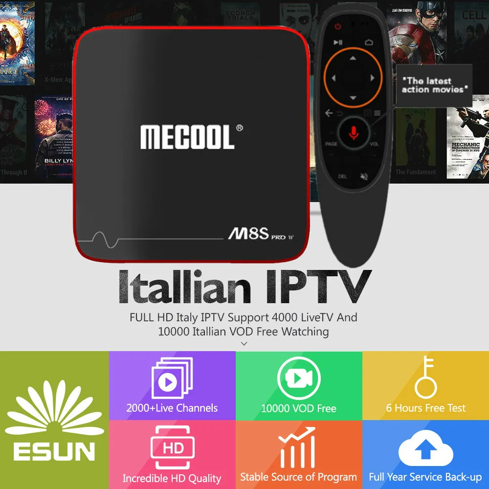 

1 Year IPTV in M8S PRO W Voice Control System Android 7.1 IPTV Box 2/16G Italy IPTV Netherlands America Portugal Albania XXX