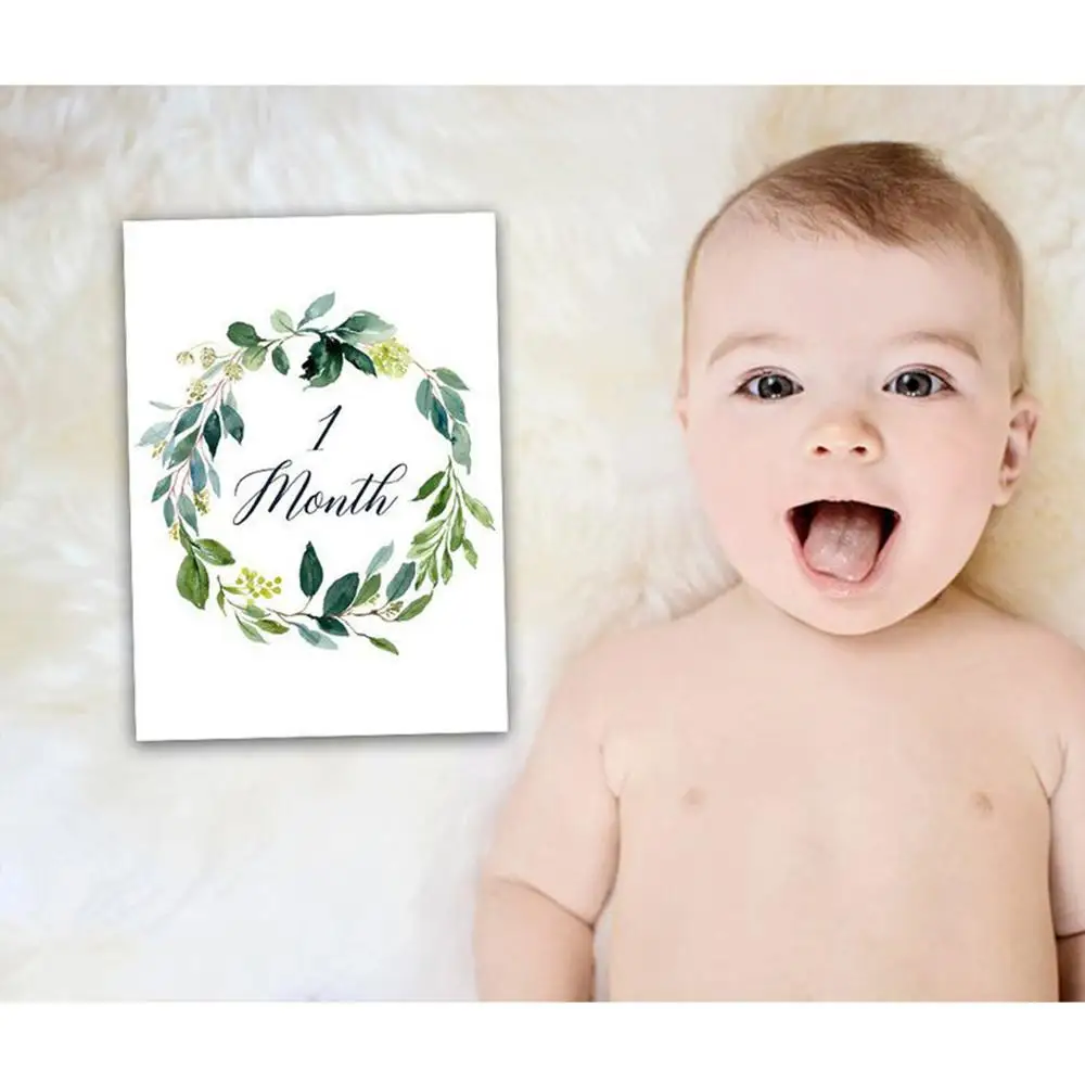 

12 Pcs/Set Month Card Baby Monthly Newborn Photos Funny Cartoon Photography Photo Cards Stickers