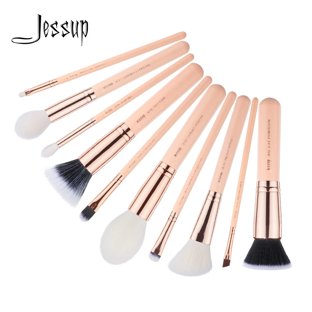 

Jessup brushes 10pcs Makeup Brushes Set maquiagem profissional completa Contour Powder Foundation Blending Brushes T449