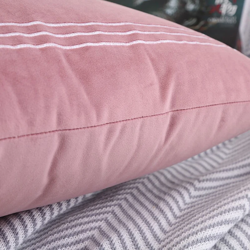 Однотонный домашний декоративный Бархатный Чехол для подушки винтажная вышивка розовый фиолетовый мятный серый синий наволочка для домашнего дивана-кровати 45x45 см
