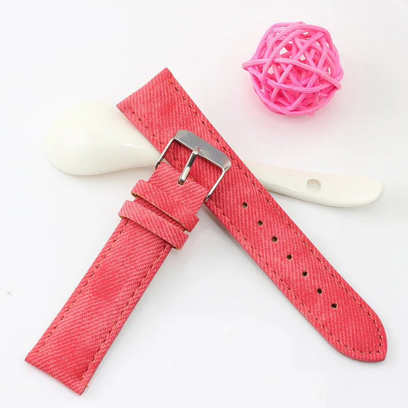 7 цветов модный простой ковбойский кожаный ремешок 20 мм Мужские Женские наручные часы Ремешки для наручных часов - Цвет ремешка: Red