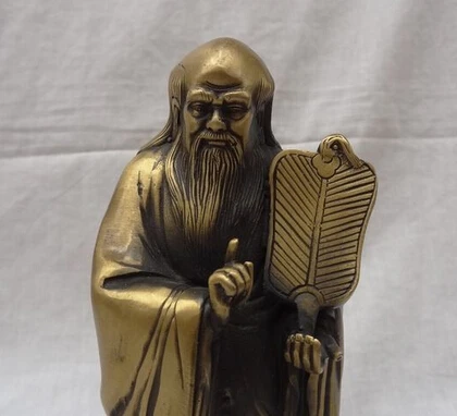 

JP S0608 Chinese Bronze Daoism Creator Suclpture Standing Taoism Lao Tzu LaoZi Statue Discount 35%