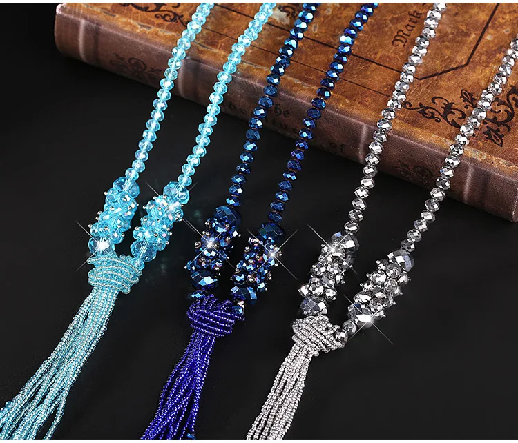 Heeda корейское длинное ожерелье с кристаллами, женская мода, цепочка на свитер, Kpop, для девушек, с кисточками, Gargantilha, изящные, простые, Джокер, колье