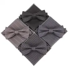 Роскошный комплект из 2 предметов, мужской Клетчатый клетчатый квадратный бант-галстук, регулируемый платок, галстук-бабочка, комплекты для свадебной вечеринки, полосатый платок, много
