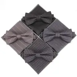 Роскошный комплект из 2 предметов, мужской Клетчатый клетчатый квадратный бант-галстук, регулируемый платок, галстук-бабочка, комплекты