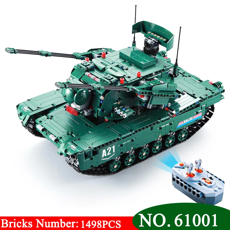 61001 1498Pcs Military Weapon Series The M1A2 font b RC b font Tank Model Building Blocks