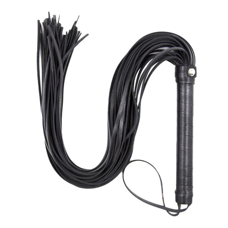 New Black 48cm Faux Leather Whip Riding Crop Party Handle Flogger Queen Black Horse Whip for Horse Racing Riding Entertainment