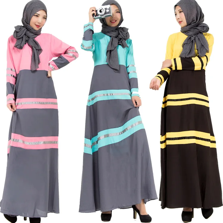 

stripe muslim dress abaya oversize hem