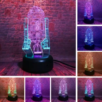 

New Dual Color Star Wars Robot R2D2 Warship Figures 7 Color Gradient Night Light Child Kids Boys Man Xmas Birthday Novelty Gifts