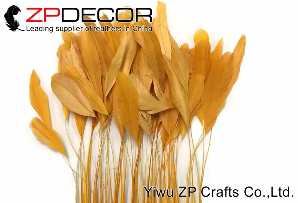 Wholesale Rooster Feathers, 1 Yard - GOLD Stripped Coque Tail Feathers Wholesale (bulk) 5