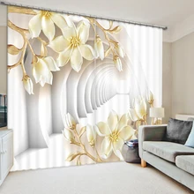 White World Flower Bedroom Living Room Kitchen Home Textile Luxury 3D Window Curtains Gift For Family