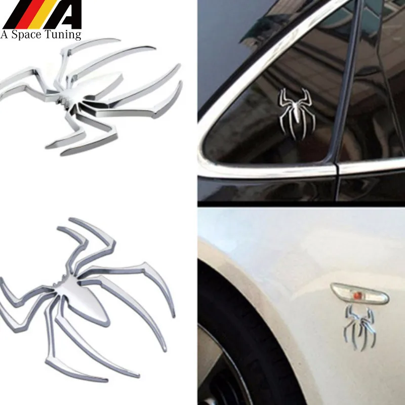 

Chrome 3D Metal Spider Shape Emblem Sticker Car Styling Accessories For Kia Opel Golf Buick VW Audi Benz Ford BMW Nissan Suzuki