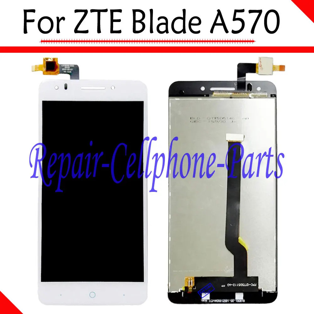 

White 100% New Full LCD DIsplay + Touch Screen Digitizer Assembly For ZTE Blade A570 Free Shipping With Tracking Number