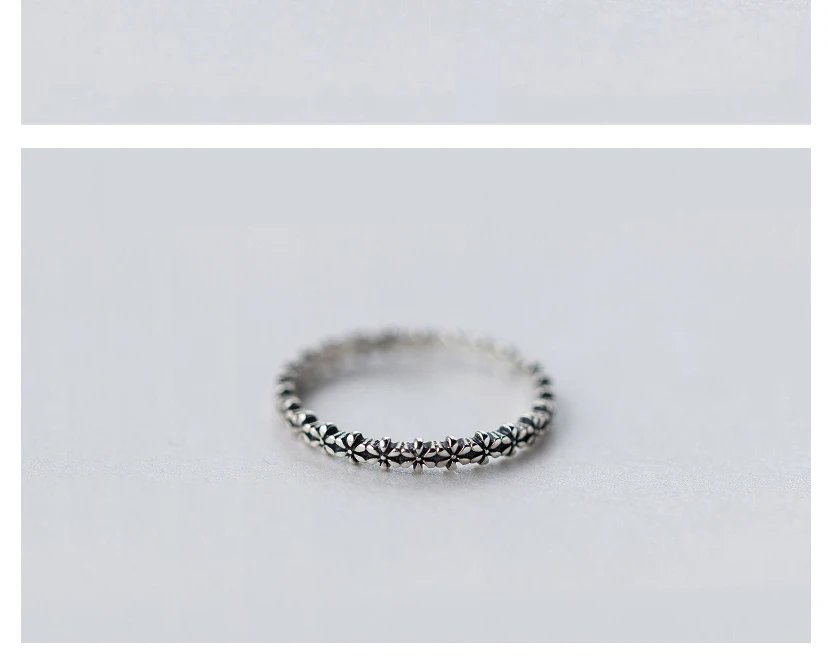 Genuine 925 Sterling Thai Silver Vintage Daisies Flower Stackable Rings For Women Fashion Jewelry Gift Open Ring For Lover Best (4)