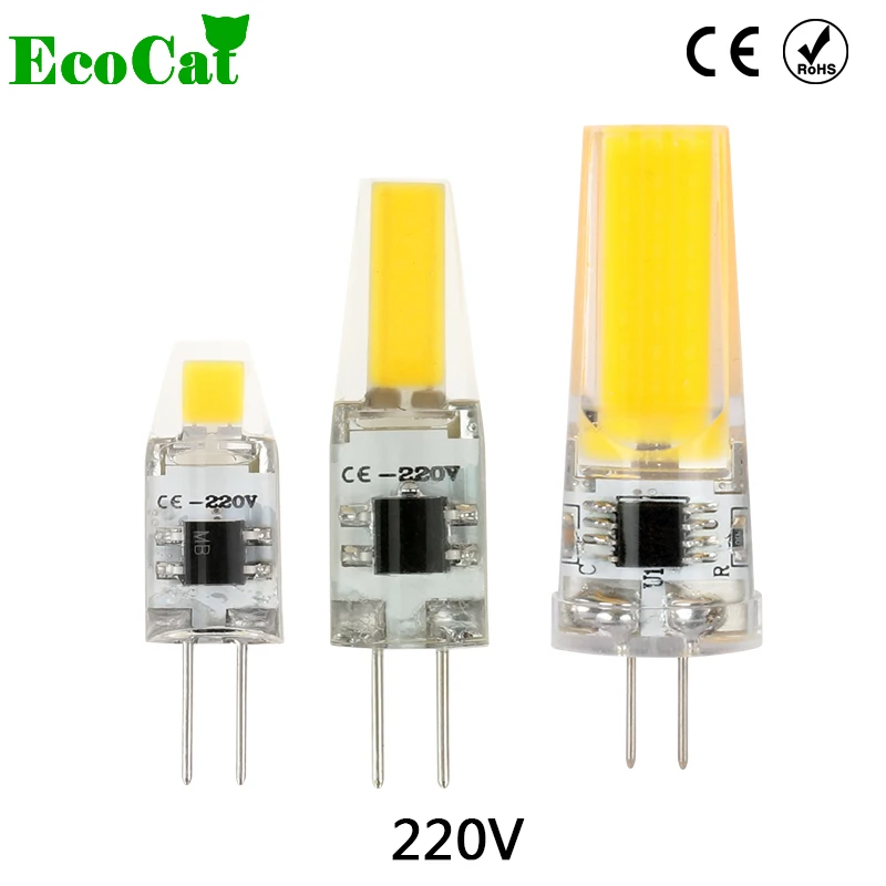 

ECO CAT 1pc Dimmable COB LED Bulb G4 LED Lamp 2W 3w AC 220v LED G4 COB Light Chandelier Lights Replace Halogen G4 Lamp