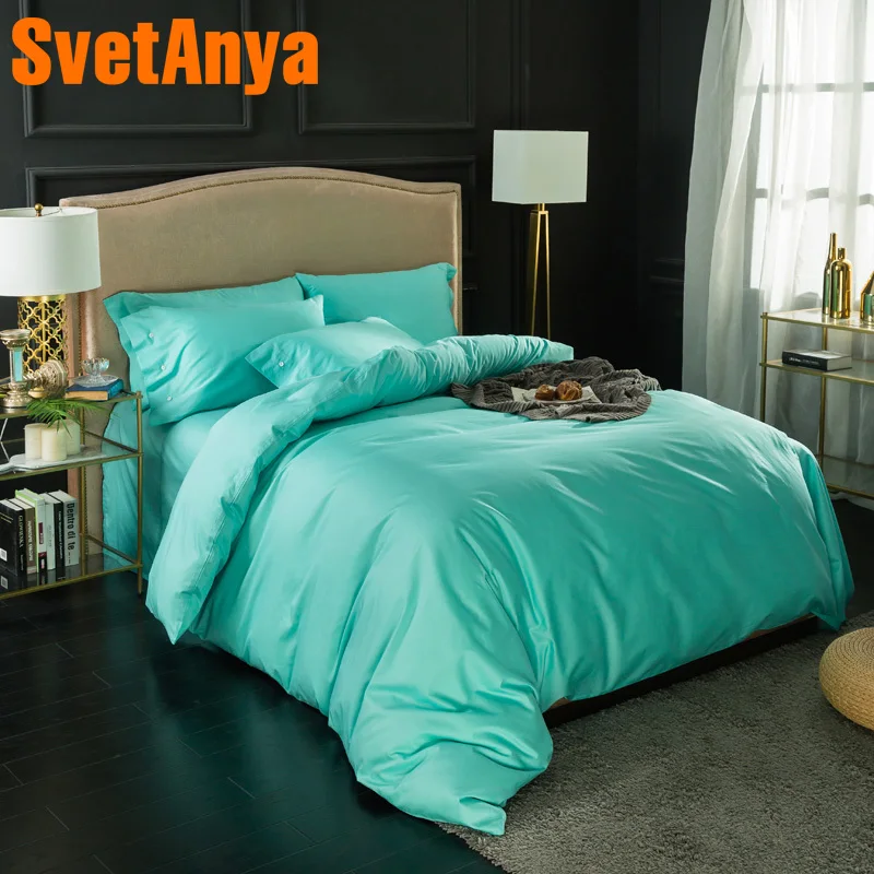 

Svetanya Cotton Bedding Sets Soild Color Bedsheet Pillowcases Duvet cover set Twin Queen King Double Size Bed Linen Green