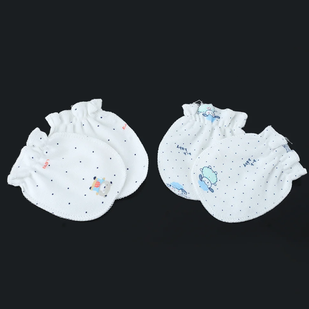 Baby Girls Boys 2 Pairs Cotton Scratch Mitts Mittens White