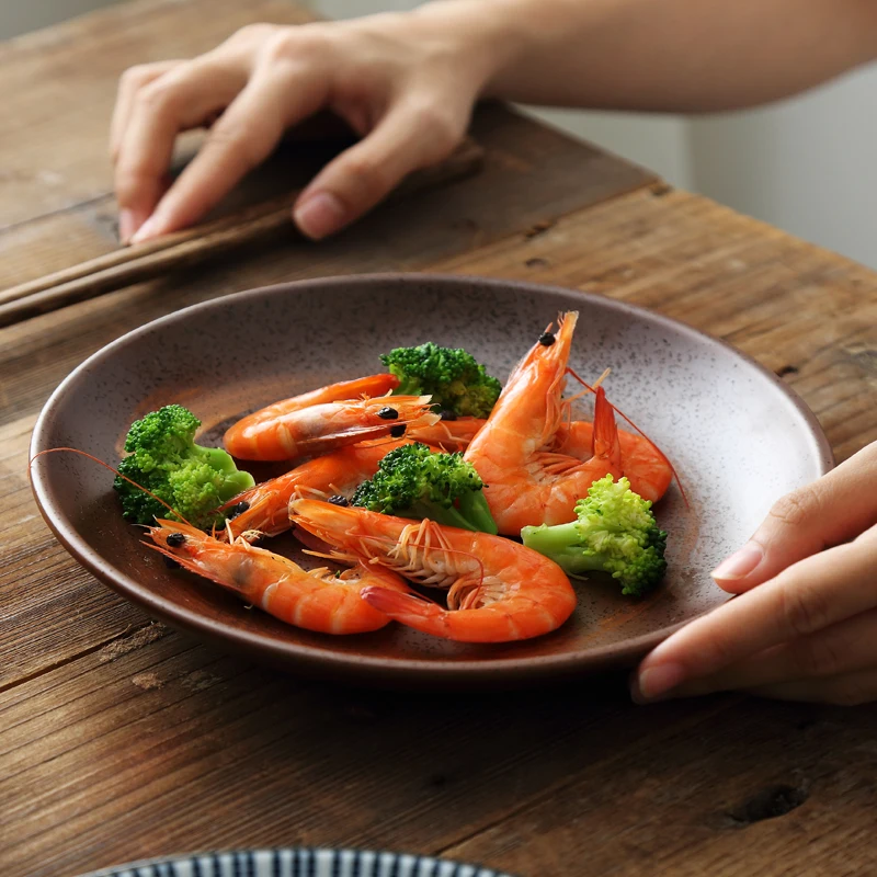 8 inch Japanese Ceramic Dinner Plate Porcelain Dishes Sushi Plate Rice Noodle Kitchen Dinnerware Tableware Microwave Safe