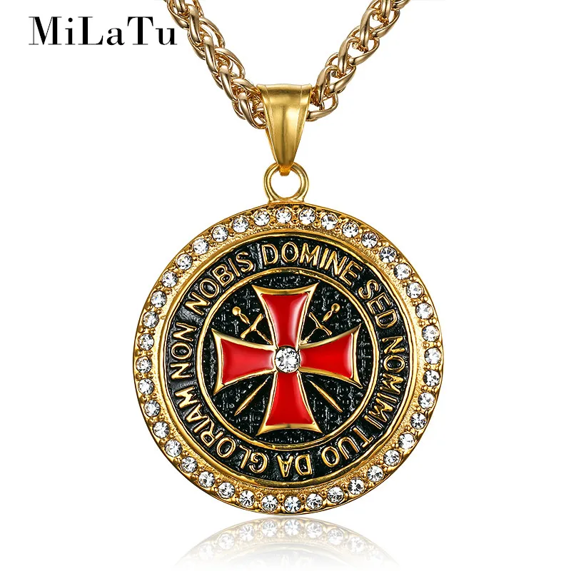 MiLaTu Exclusive Retro Knights Templar Iron Cross Pendant Necklace
