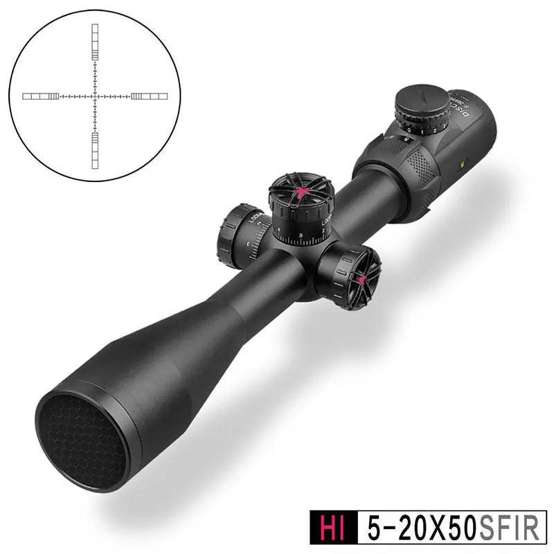 

Discovery HI 5-20X50SFIR Tactical Hunting Scope Riflescopes SFP 1/8MOA Illuminated Mil Dot Reticle Red Optical Rifle Sights