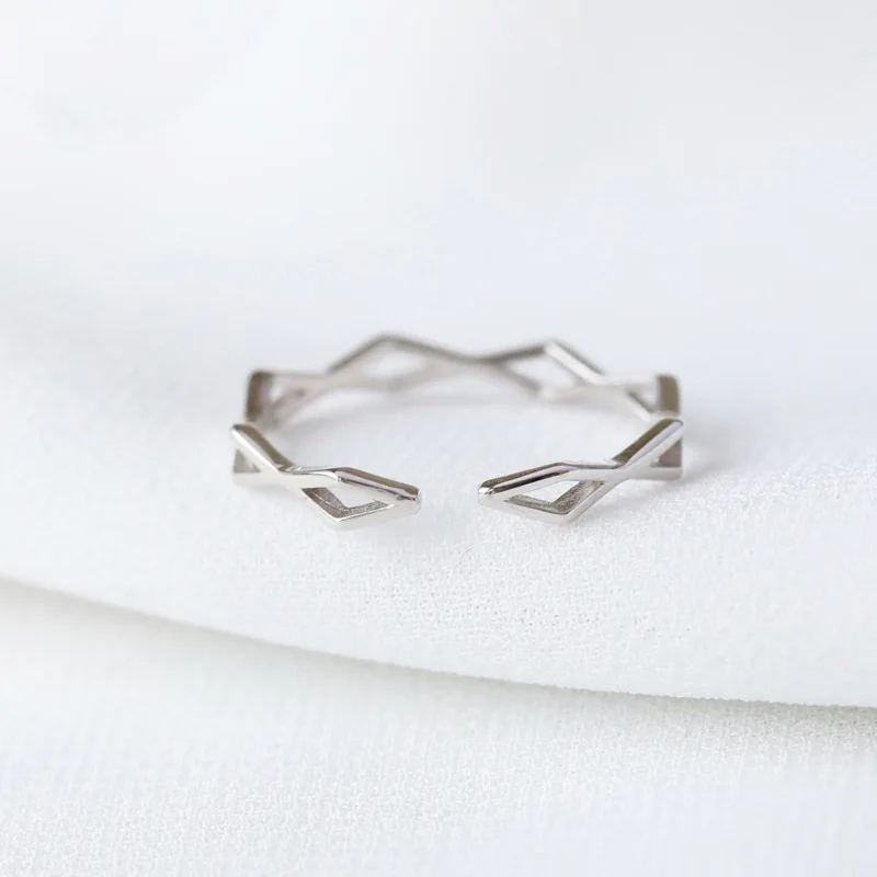 

Simple Style Silver Geometry Hollow Open Rings For 925 Women Creative Simple Lady Fashion Jewelry