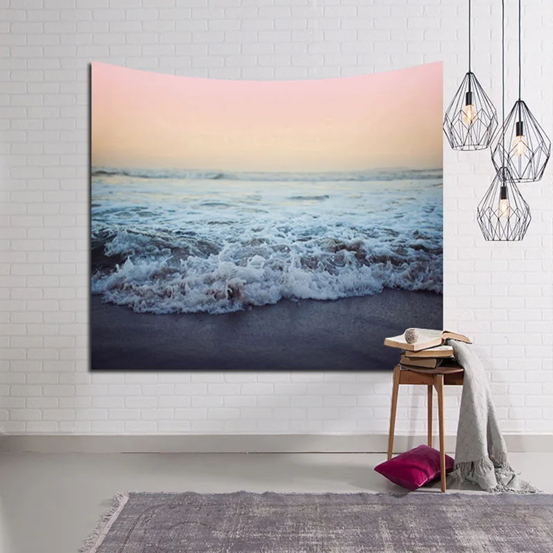 USPIRIT морская волна натуральный живописный напечатанный настенный гобелен богемные гобелены пляжное полотенце домашняя скатерть украшение