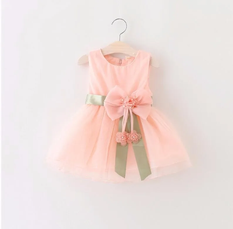 Kids-Baby-Girls-Sleeveless-bowknot-flower-Party-gauze-dress-2