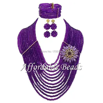 

Purple Dubai Gold Jewelry Set Latest Bridal Jewelry Sets Free Shipping ABW034