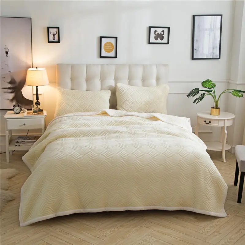 

Fleece Warm Thick Blanket Bedspread King Queen Twin size Bed cover set Bed spread set Pillowcase couvre lit colcha de cama