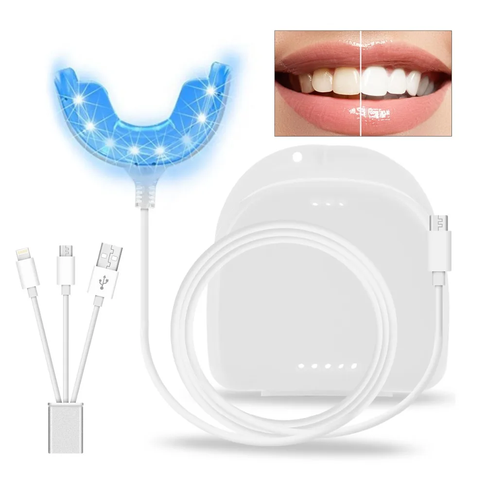 

Blue LED Cold Light Portable Smart LED Teeth Whitening Instrument 3 USB Ports For Android IOS Dental Tooth Whitening Oral Care
