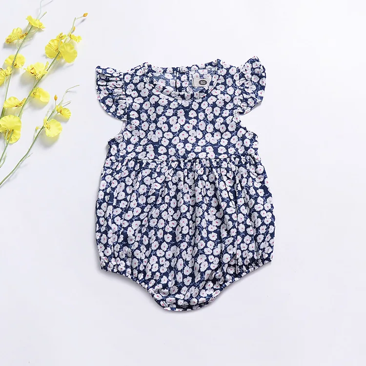 

0-2 years baby girl summer floral baby bodysuit short flutter sleeve print floral clothes