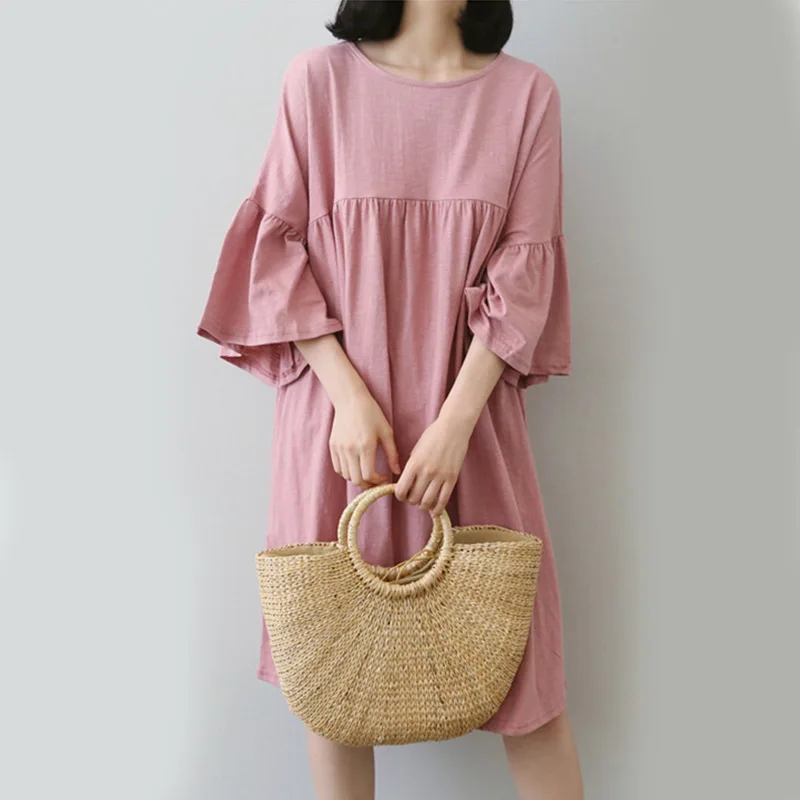 

2019 New Maternity Dress Summer Fashion Breastfeeding Dress Pregnant Women Nursing Dress Korean Style Loose Dress Feeding