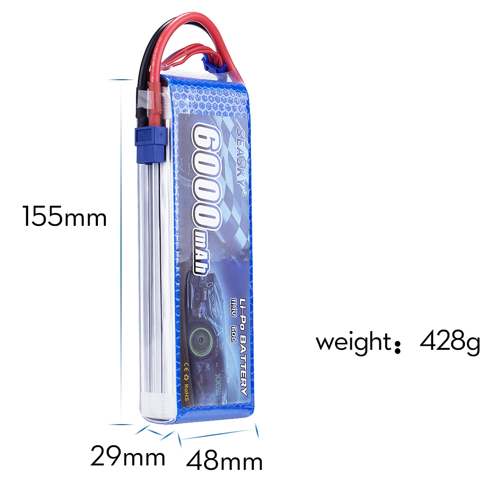 SEASKY 11.1V 6000mAh 3S 60C-120C LiPo Battery with XT60 T Plug for RC DJI F450 Quadcopter RC Helicopter Airplane Hobby Drone FPV