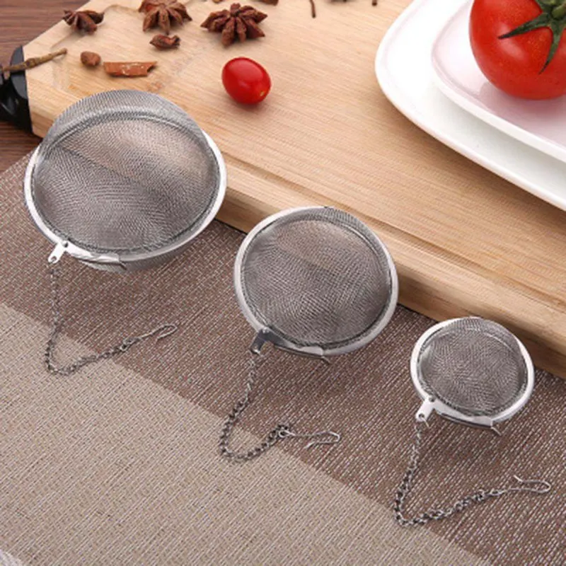 

3 Size Stainless Steel Tea Strainer Infuser Tea Locking Ball Tea Spice Mesh Herbal Ball Cooking Tools