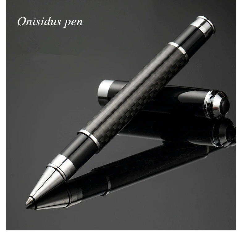 Углеродное волокно дизайн металлическая ручка монбао Черная Ручка-роллер для письма+ дополнительная 1 заправка