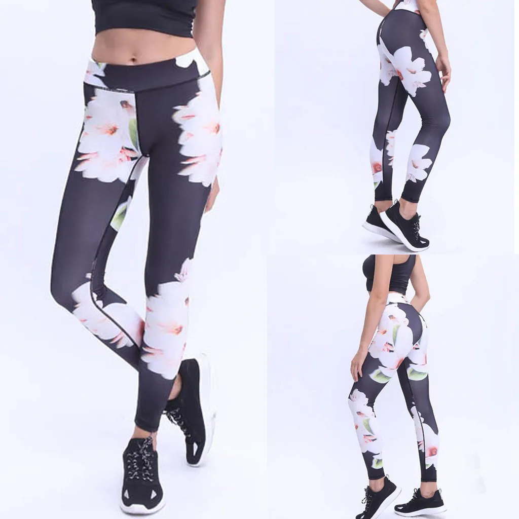 ผู้หญิงพิมพ์ Hip up Breathable Yoga กางเกงออกกำลังกายวิ่งกางเกง