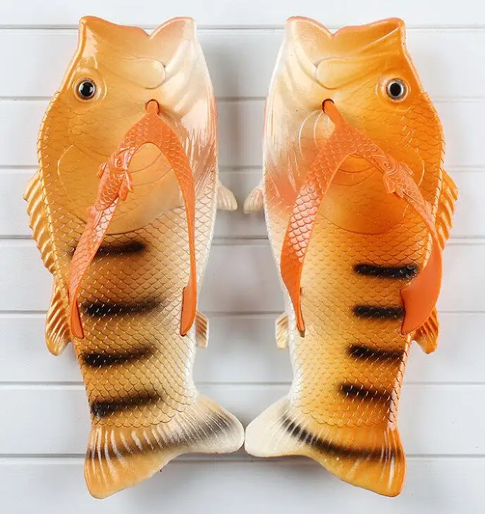 Летние Для мужчин Повседневные шлепанцы легкий Вьетнамки рыбок пара сандалии для прогулок водонепроницаемая обувь пляжная обувь zapatos mujer - Цвет: Оранжевый