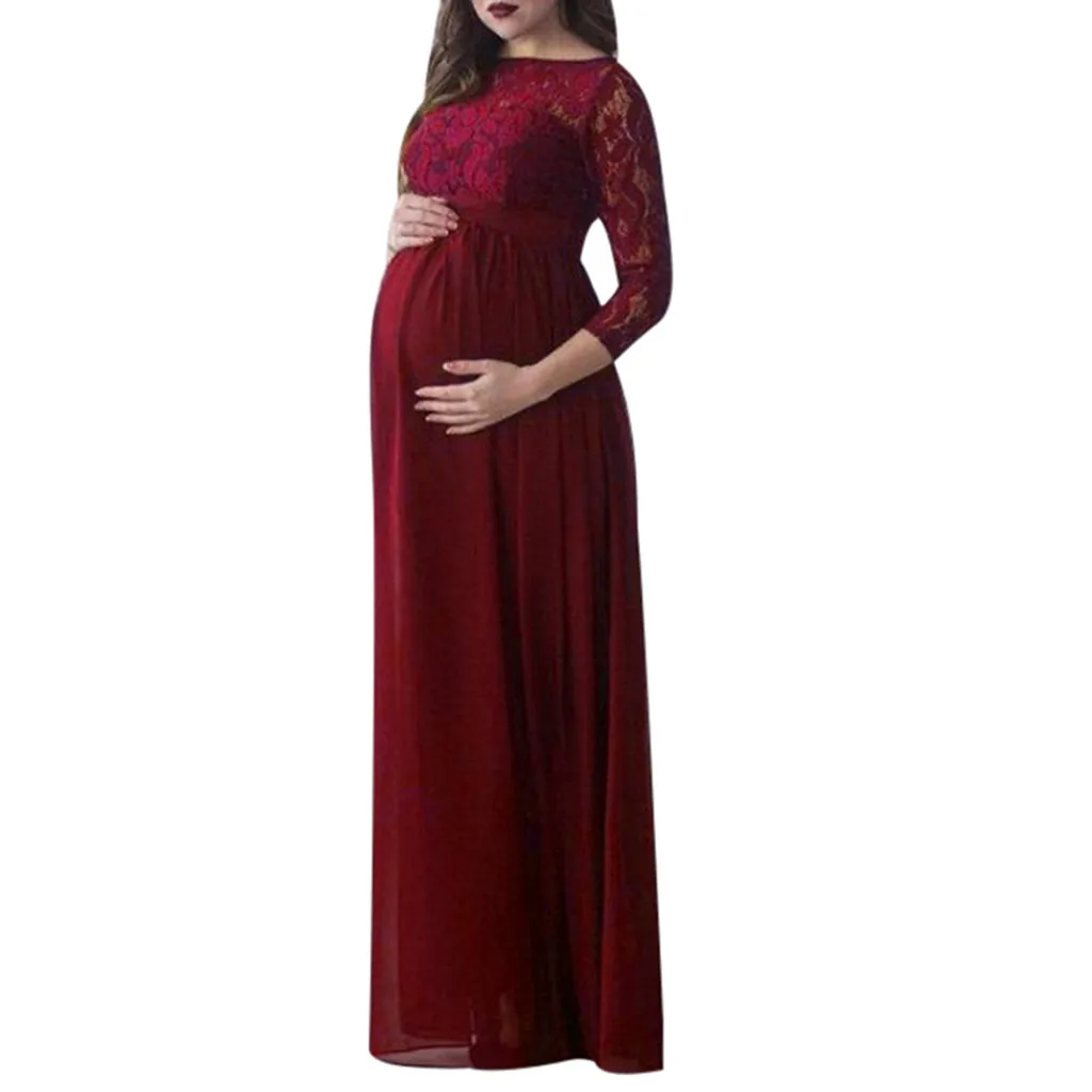 MUQGEW платья для беременных женщин Pregnants с длинными рукавами кружева реквизит для фотосъемки Длинное Макси платье для беременных рождественское платье Pergnancy